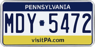 PA license plate MDY5472