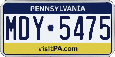 PA license plate MDY5475