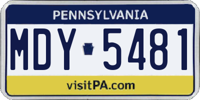 PA license plate MDY5481
