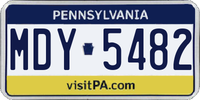 PA license plate MDY5482