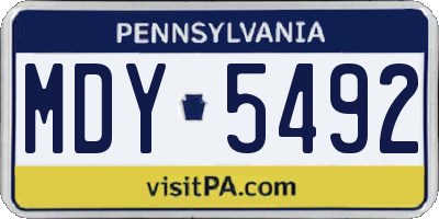 PA license plate MDY5492