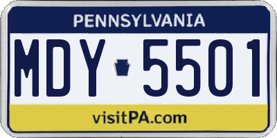 PA license plate MDY5501