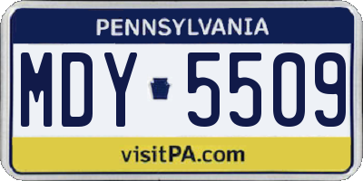 PA license plate MDY5509