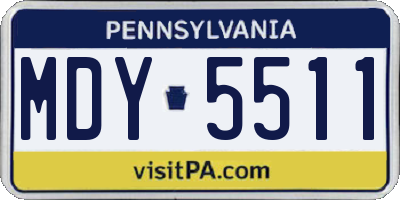 PA license plate MDY5511