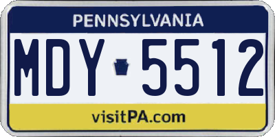 PA license plate MDY5512