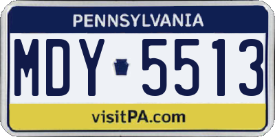 PA license plate MDY5513