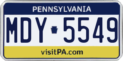 PA license plate MDY5549