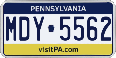 PA license plate MDY5562
