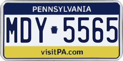 PA license plate MDY5565