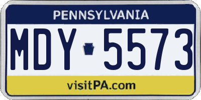 PA license plate MDY5573
