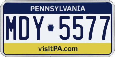 PA license plate MDY5577