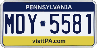 PA license plate MDY5581