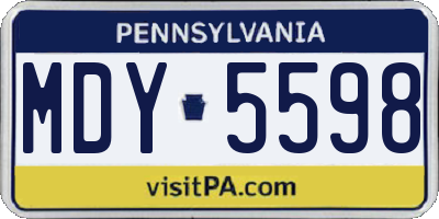 PA license plate MDY5598