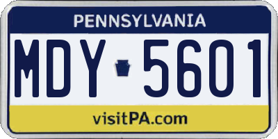 PA license plate MDY5601