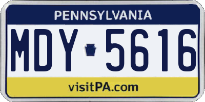 PA license plate MDY5616