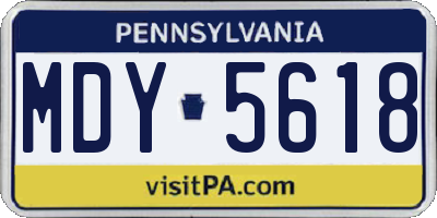 PA license plate MDY5618