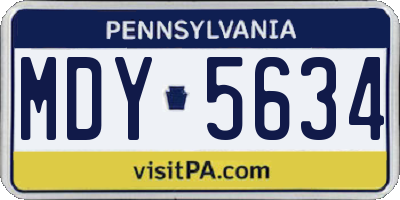 PA license plate MDY5634