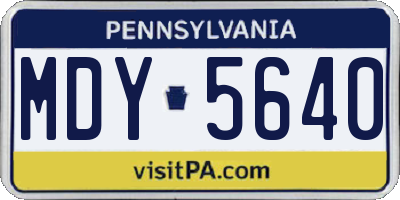 PA license plate MDY5640
