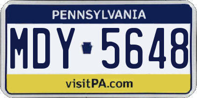 PA license plate MDY5648