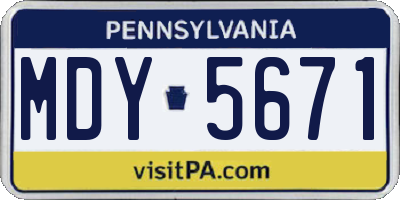 PA license plate MDY5671