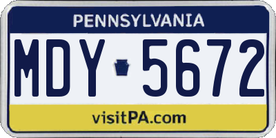 PA license plate MDY5672