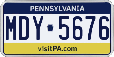 PA license plate MDY5676