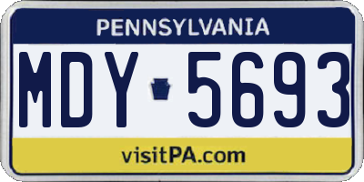 PA license plate MDY5693