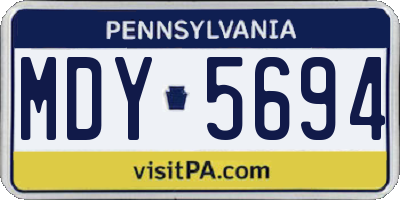 PA license plate MDY5694