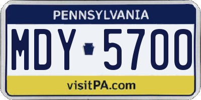 PA license plate MDY5700