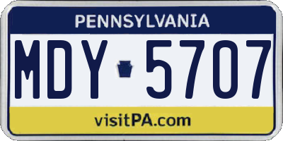 PA license plate MDY5707