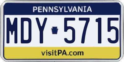 PA license plate MDY5715