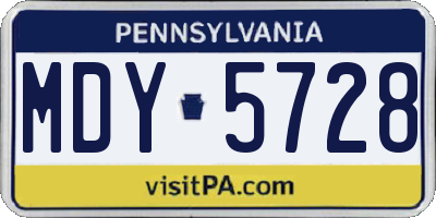 PA license plate MDY5728