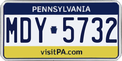 PA license plate MDY5732