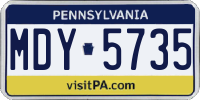 PA license plate MDY5735