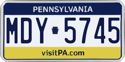 PA license plate MDY5745