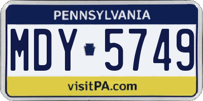 PA license plate MDY5749