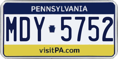 PA license plate MDY5752