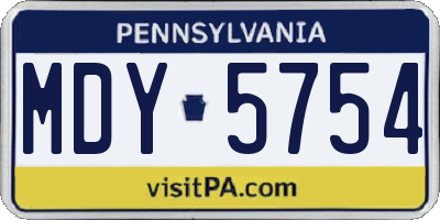 PA license plate MDY5754