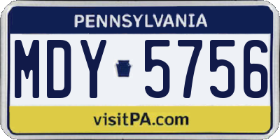PA license plate MDY5756