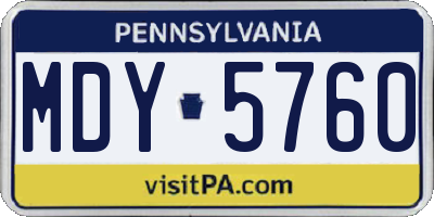 PA license plate MDY5760