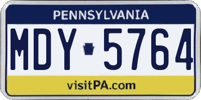 PA license plate MDY5764