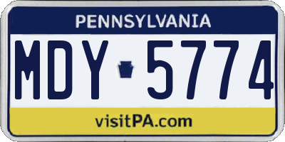 PA license plate MDY5774