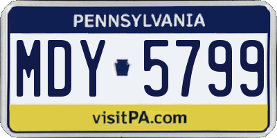 PA license plate MDY5799