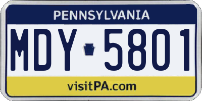 PA license plate MDY5801