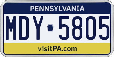 PA license plate MDY5805