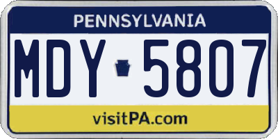 PA license plate MDY5807