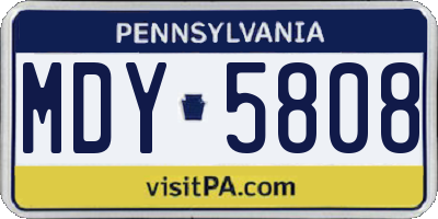 PA license plate MDY5808