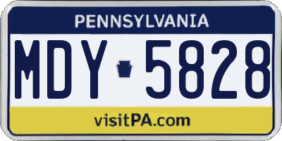 PA license plate MDY5828