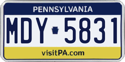 PA license plate MDY5831