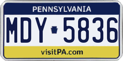 PA license plate MDY5836